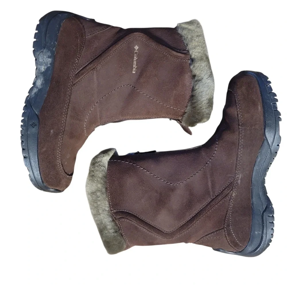 Columbia Waterproof Zip Vallara II Suede Buff Thinsulate Boot Size 6 Brown Women